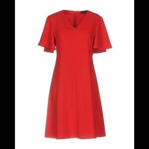 Red Tara Jarmon Flutter Sleeve Dress